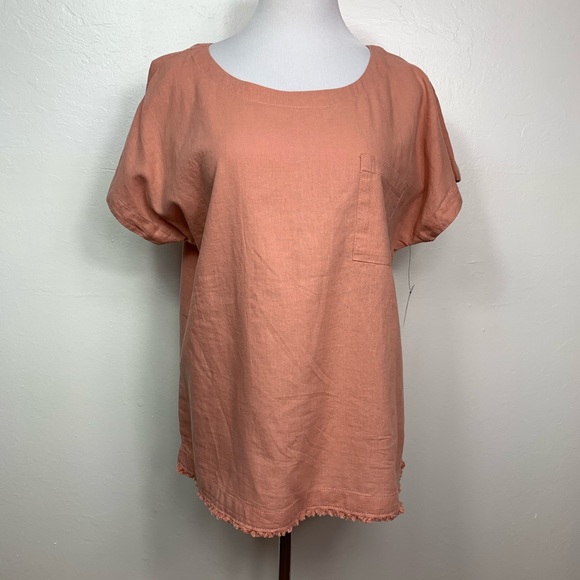 Liz Claiborne Linen Top Flax LagenLook Raw Hem - Picture 5 of 16